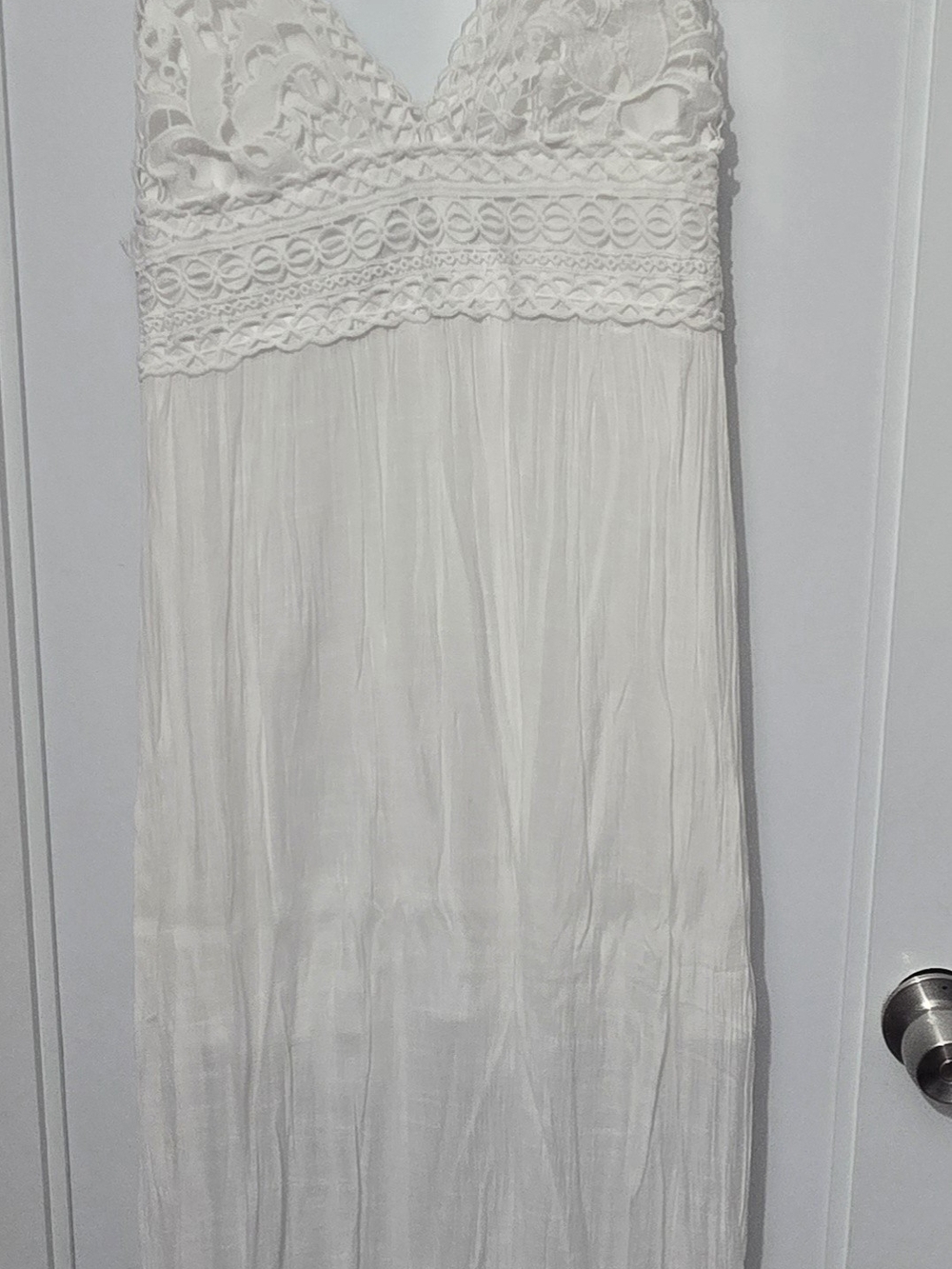 Rebellion White Lace-Trim Maxi Dress